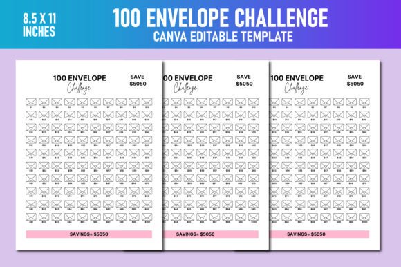 100 Envelope Challenge Canva KDP Templates for Designers