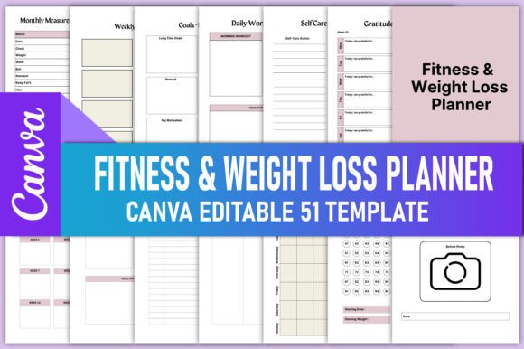 Design Your Dream Body: Fitness Weight Loss Planner Canva KDP