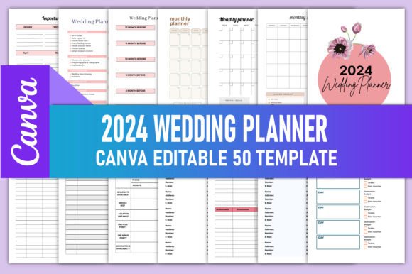 Editable 2024 Wedding Planner Canva KDP Templates