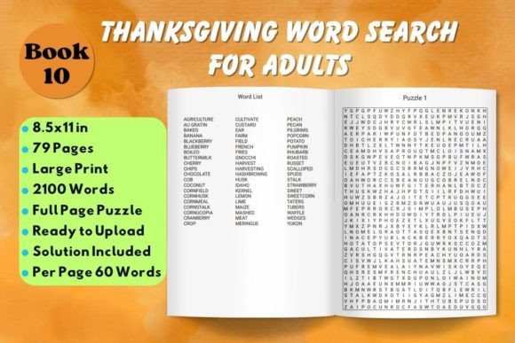 Thanksgiving Word Search for Adults 10: Large Print Puzzles for Relaxation and Seasonal Fun