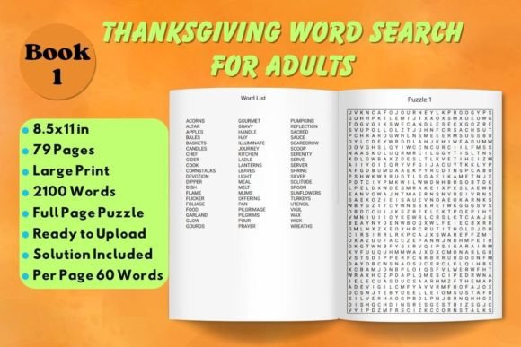 Thanksgiving Word Search for Adults