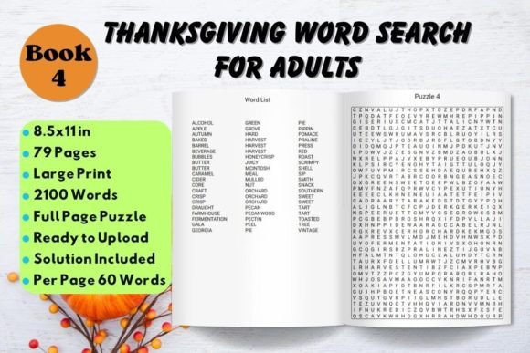 Thanksgiving Word Search for Adults 4: Large Print Puzzle Comfort
